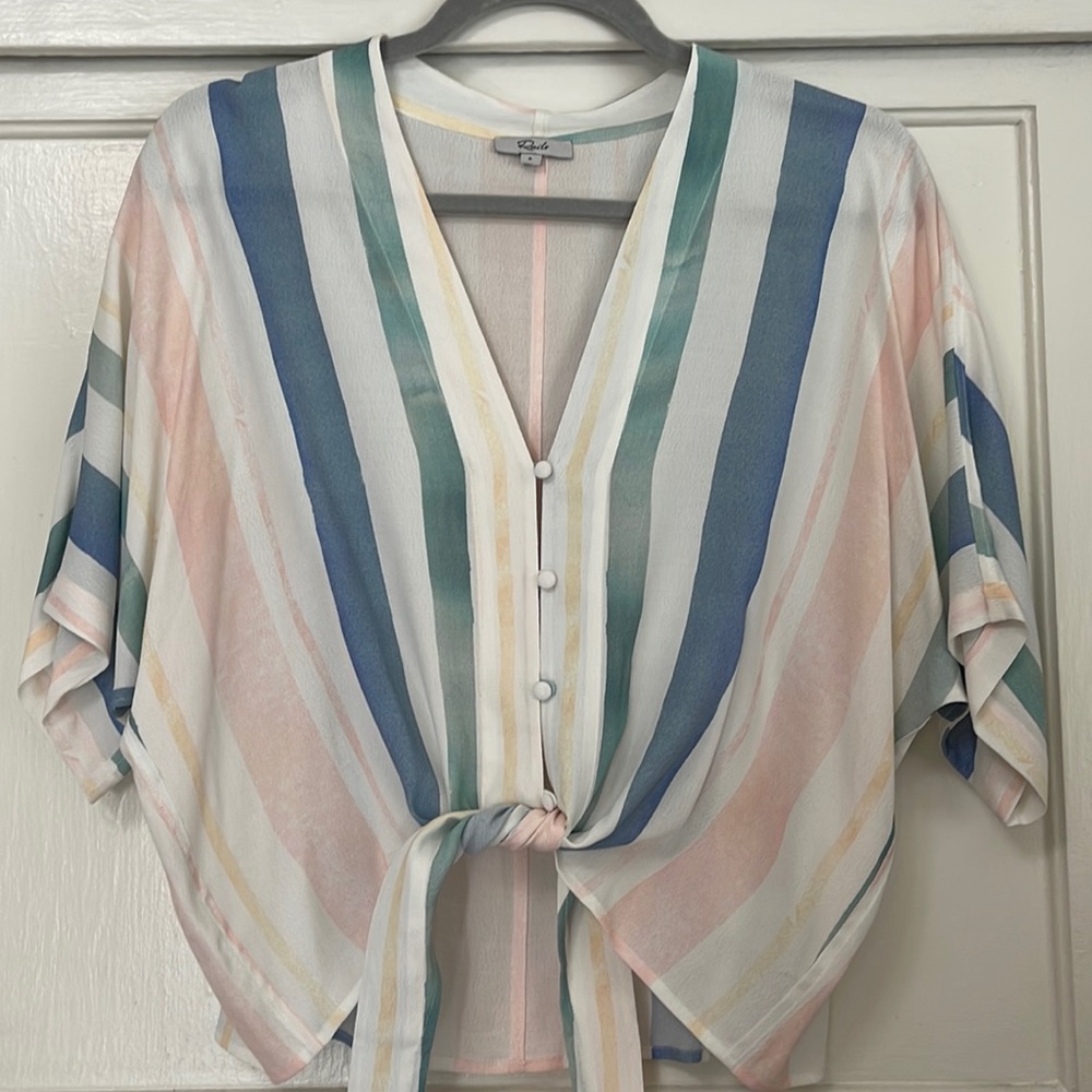 Rails silk striped tie cropped top